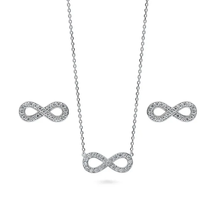 BERRICLE Necklaces Infinity CZ Necklace and Earrings in Sterling Silver