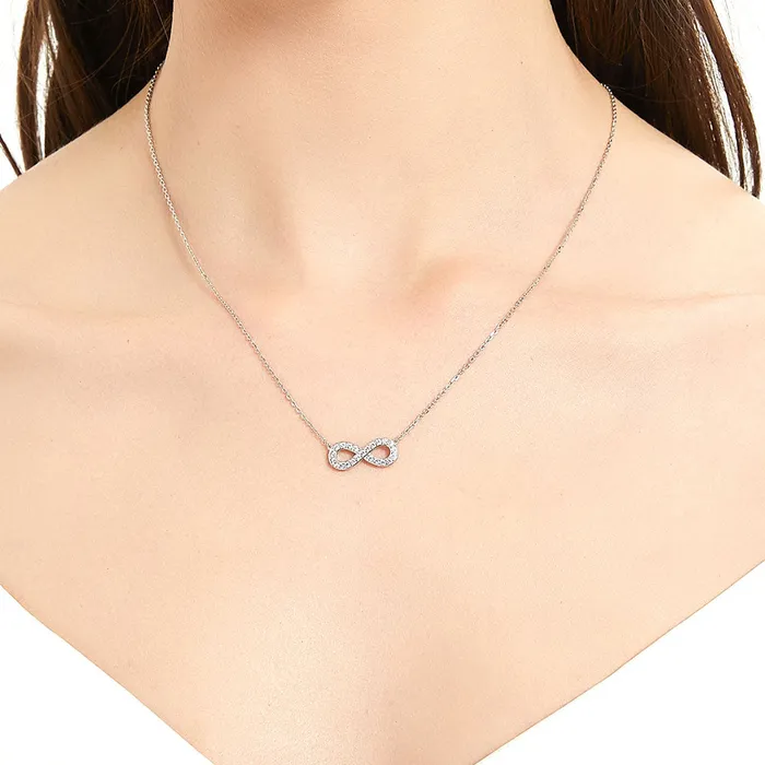 BERRICLE Necklaces Infinity CZ Necklace and Earrings in Sterling Silver