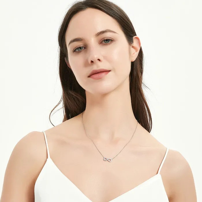 BERRICLE Necklaces Infinity CZ Necklace and Earrings in Sterling Silver