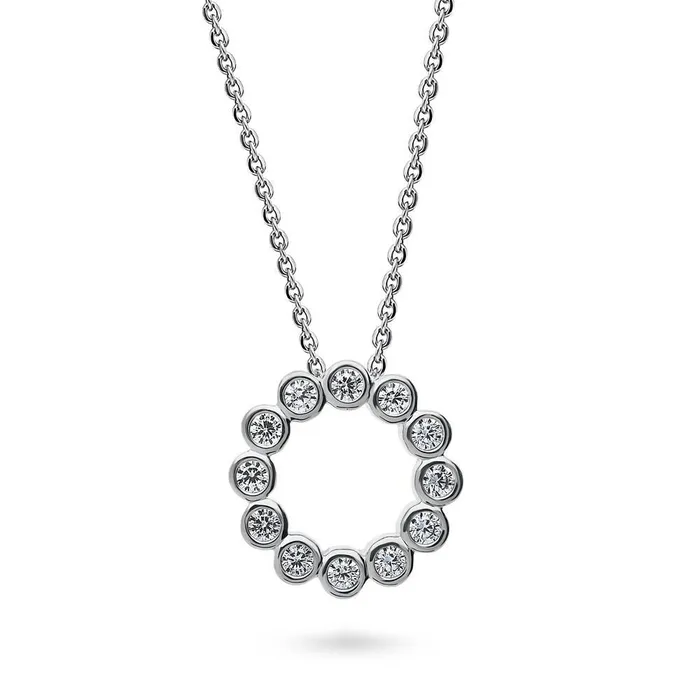 BERRICLE Necklaces Open Circle Bubble CZ Necklace in Sterling Silver