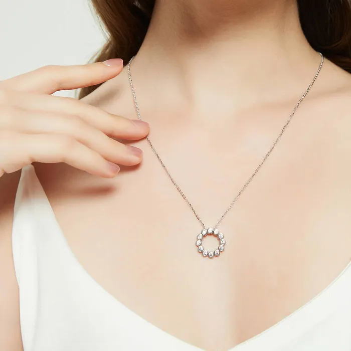 BERRICLE Necklaces Open Circle Bubble CZ Necklace in Sterling Silver