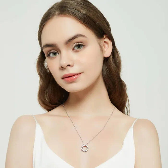 BERRICLE Necklaces Open Circle Bubble CZ Necklace in Sterling Silver