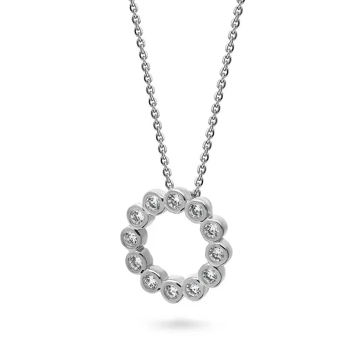 BERRICLE Necklaces Open Circle Bubble CZ Necklace in Sterling Silver