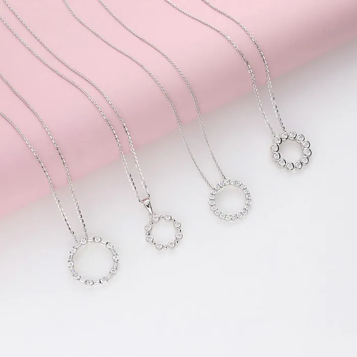 BERRICLE Necklaces Open Circle Bubble CZ Necklace in Sterling Silver