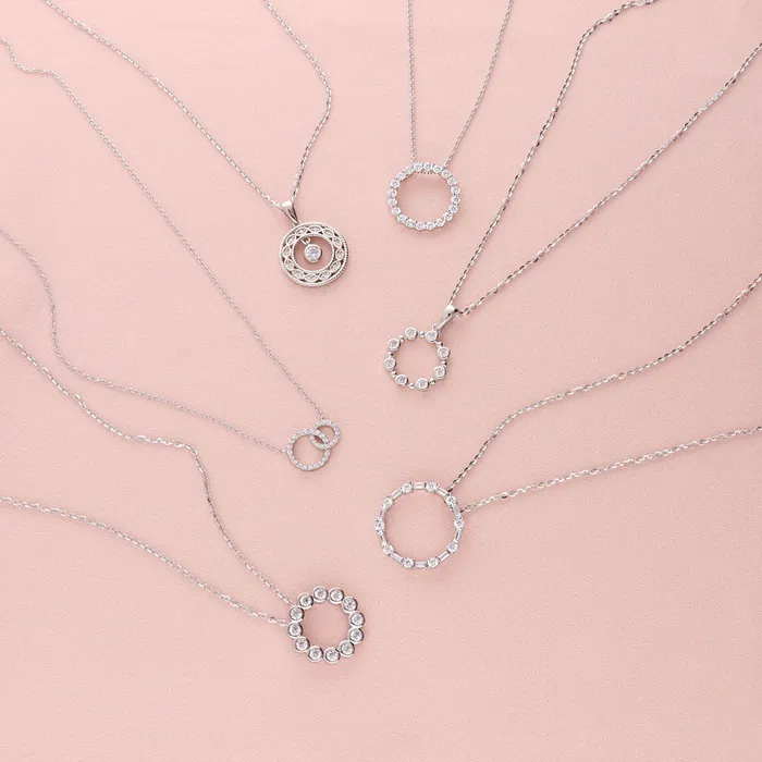 BERRICLE Necklaces Open Circle Bubble CZ Necklace in Sterling Silver