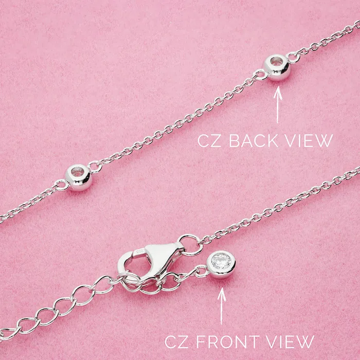 BERRICLE Necklaces Paperclip CZ by Yard Chain Necklace in Sterling Silver 2 Piece