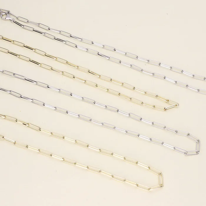 BERRICLE Necklaces Paperclip CZ by Yard Chain Necklace in Sterling Silver 2 Piece
