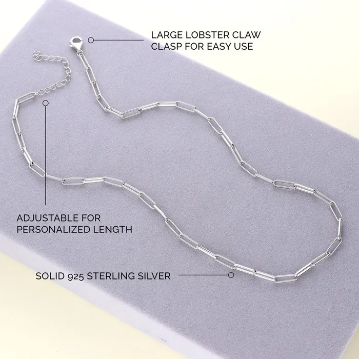 BERRICLE Necklaces Paperclip CZ by Yard Chain Necklace in Sterling Silver 2 Piece