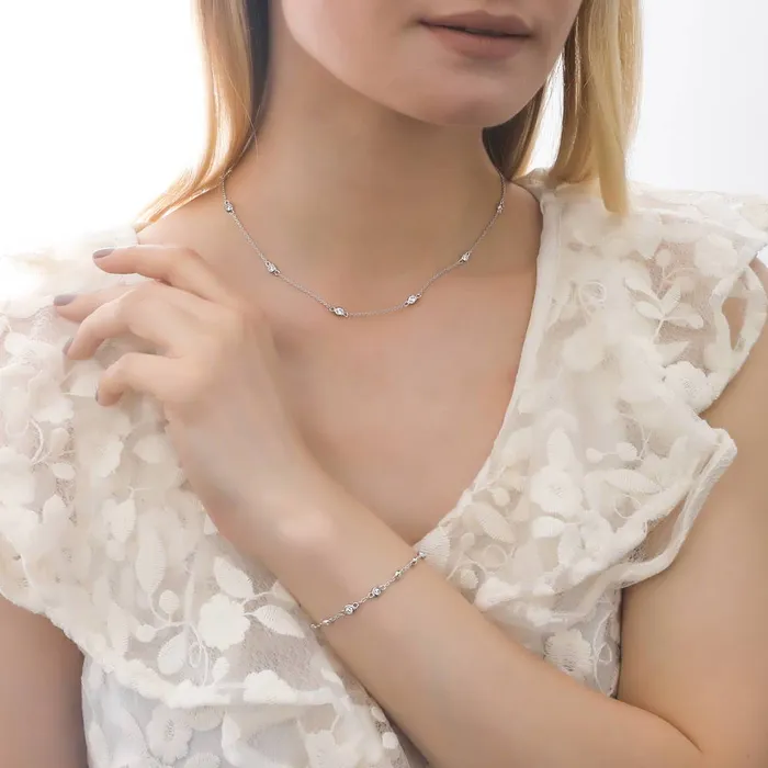 BERRICLE Necklaces Paperclip CZ by Yard Chain Necklace in Sterling Silver 2 Piece