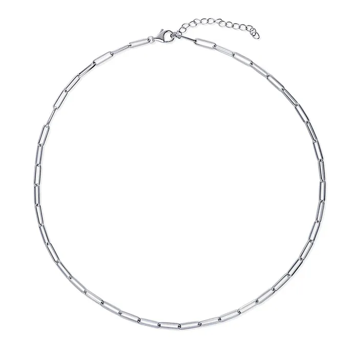 BERRICLE Necklaces Paperclip CZ by Yard Chain Necklace in Sterling Silver 2 Piece