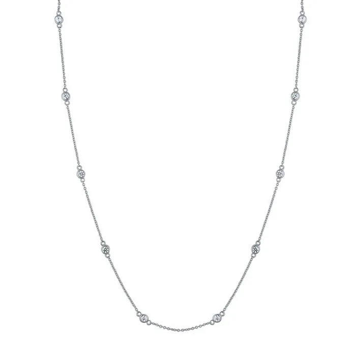 BERRICLE Necklaces Paperclip CZ by Yard Chain Necklace in Sterling Silver 2 Piece