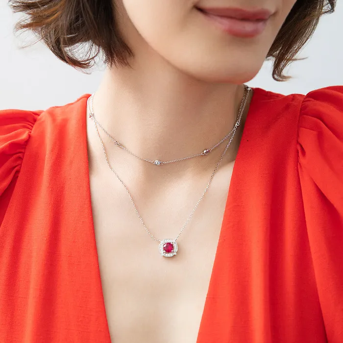 BERRICLE Necklaces Paperclip CZ by Yard Chain Necklace in Sterling Silver 2 Piece