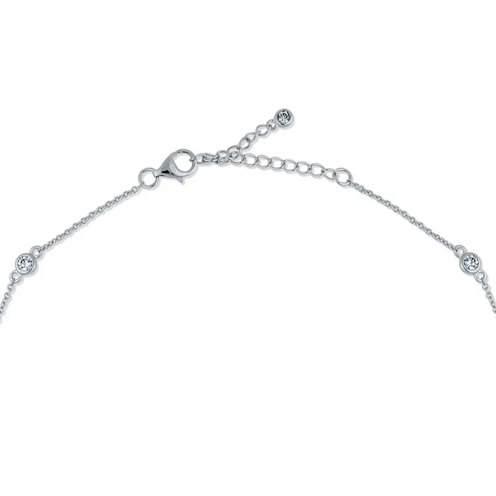 BERRICLE Necklaces Paperclip CZ by Yard Chain Necklace in Sterling Silver 2 Piece