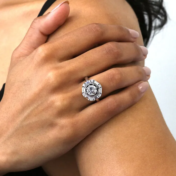 BERRICLE Rings Halo Cable CZ Ring in Sterling Silver