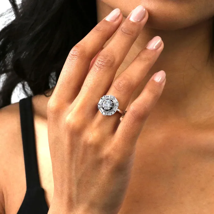 BERRICLE Rings Halo Cable CZ Ring in Sterling Silver