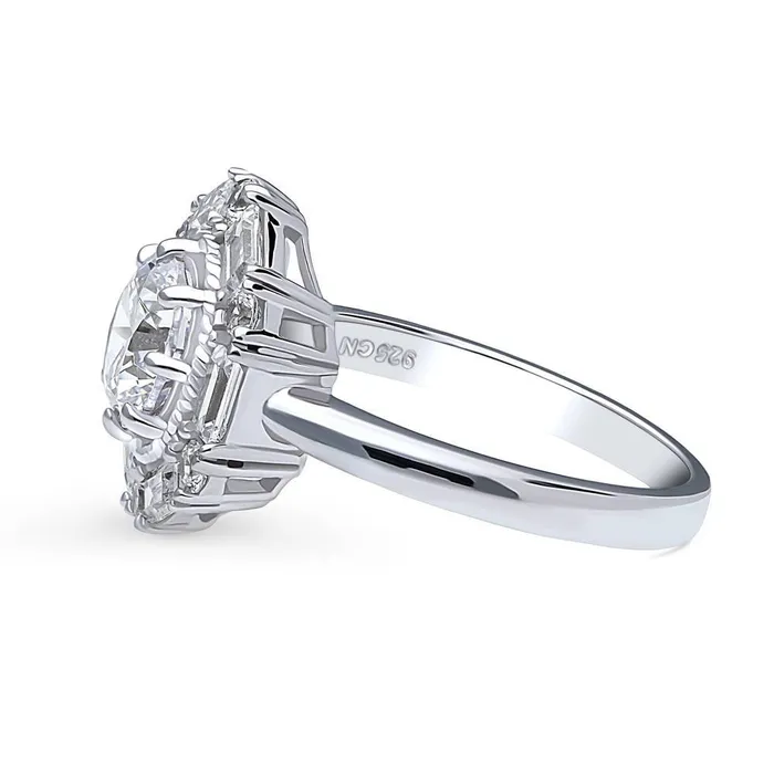 BERRICLE Rings Halo Cable CZ Ring in Sterling Silver