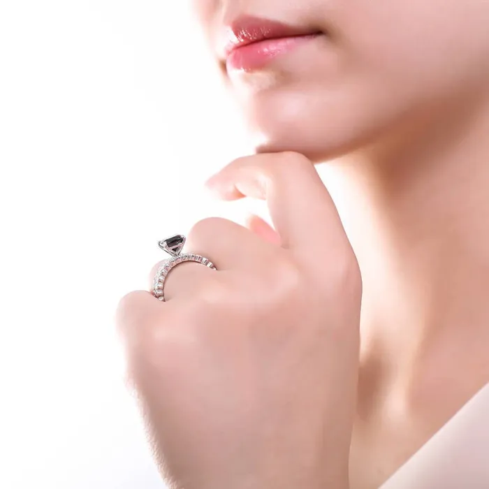 Bubble Solitaire Black CZ Stackable Ring Set in Sterling Silver BERRICLE Rings