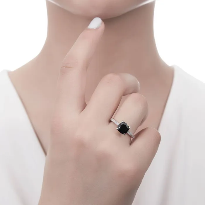 Bubble Solitaire Black CZ Stackable Ring Set in Sterling Silver BERRICLE Rings