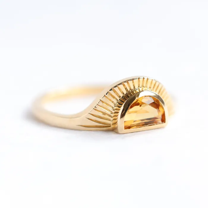 Capucinne Celine Half Moon Citrine Ring Rings