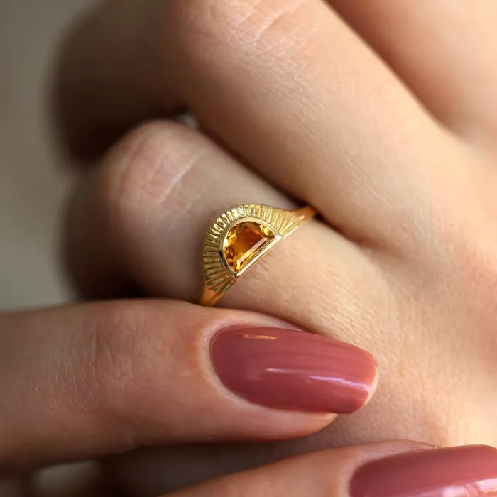 Capucinne Celine Half Moon Citrine Ring Rings