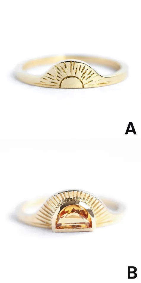 Capucinne Celine Half Moon Citrine Ring Rings