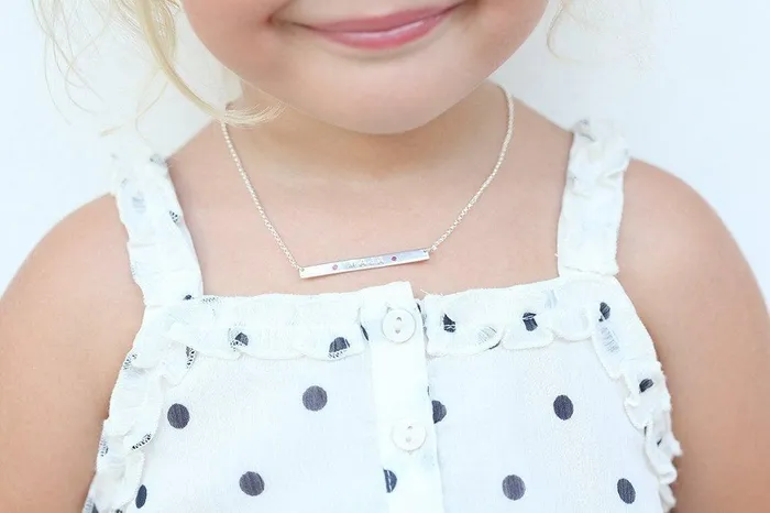 Capucinne Necklaces Child Monogram Necklace Name Bar Necklace