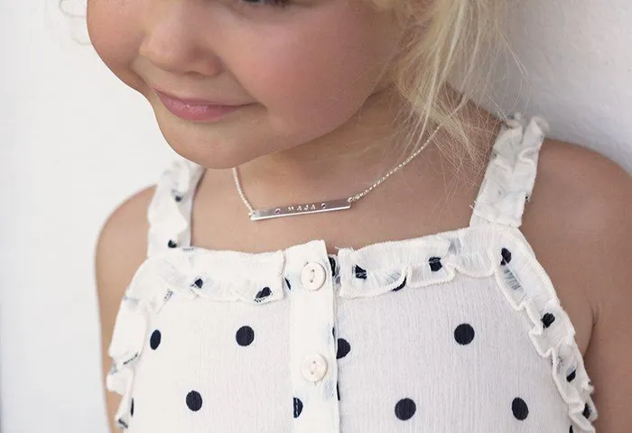 Capucinne Necklaces Child Monogram Necklace Name Bar Necklace