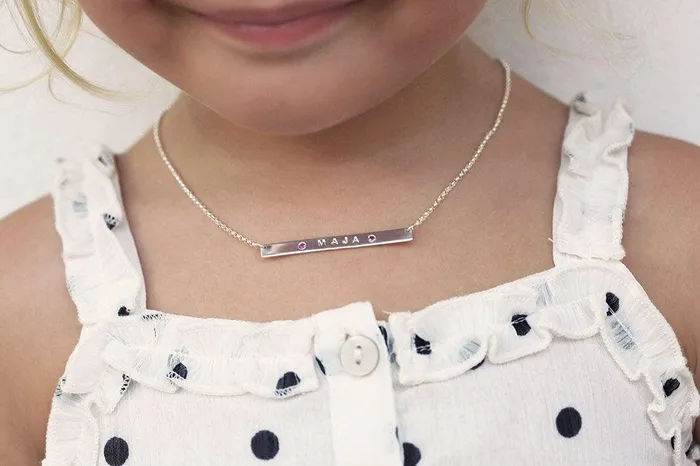 Capucinne Necklaces Child Monogram Necklace Name Bar Necklace