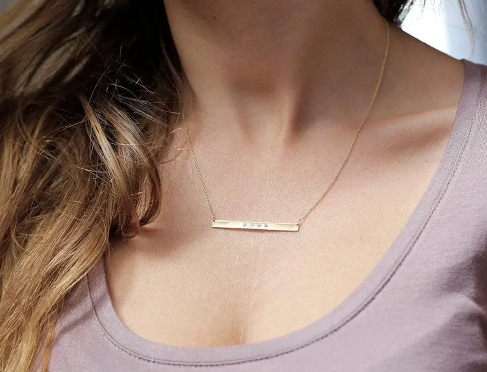 Capucinne Necklaces Name Plate Necklace Gold Bar Necklace