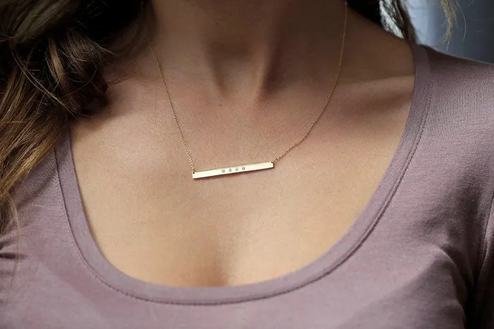 Capucinne Necklaces Name Plate Necklace Gold Bar Necklace