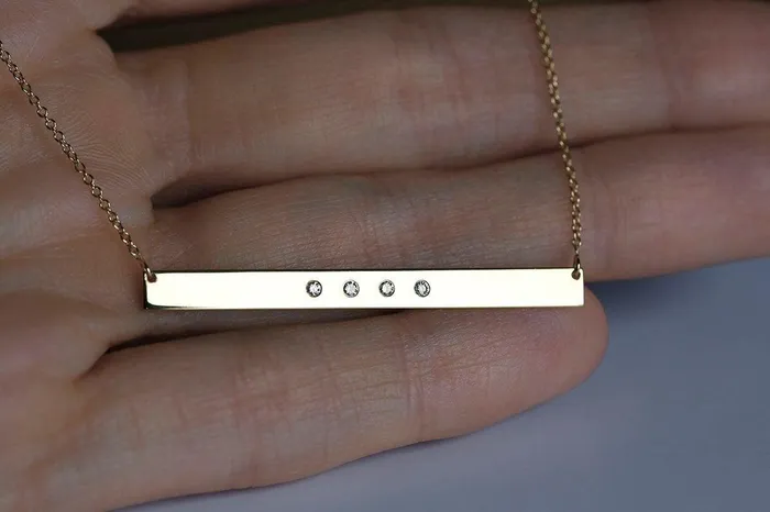 Capucinne Necklaces Name Plate Necklace Gold Bar Necklace