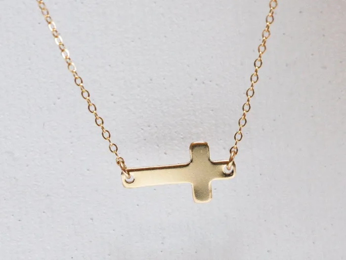 Capucinne Necklaces Sideways Cross Necklace Celebrity Necklace