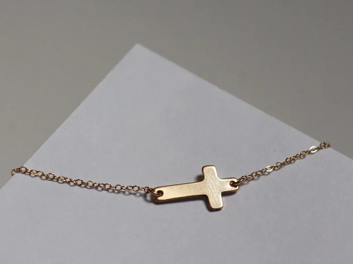 Capucinne Necklaces Sideways Cross Necklace Celebrity Necklace