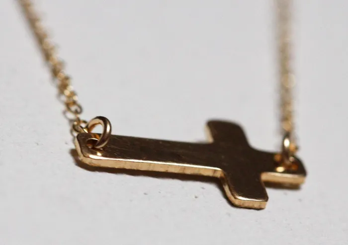 Capucinne Necklaces Sideways Cross Necklace Celebrity Necklace