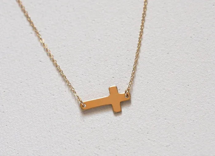Capucinne Necklaces Sideways Cross Necklace Celebrity Necklace
