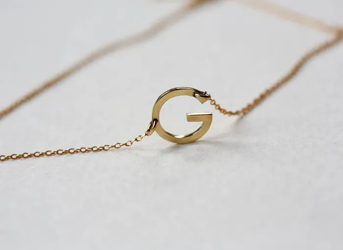 Capucinne Necklaces Solid Gold Small Initial Letter Necklace