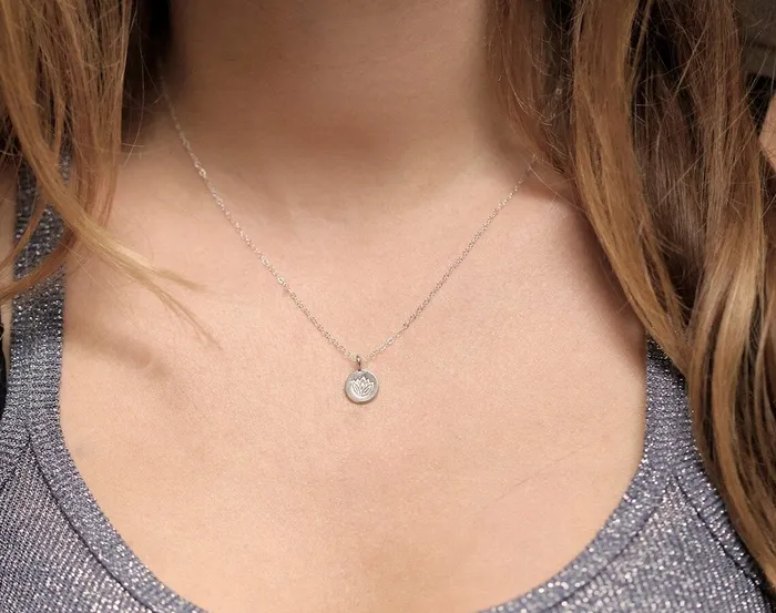 Capucinne Solid Gold Lotus Necklace Flower Disc Necklace Ohm Necklaces