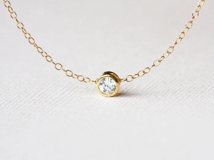 Capucinne Solitaire Diamond Necklace Necklaces