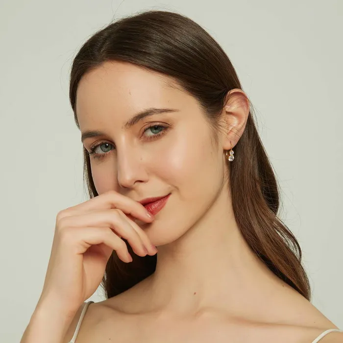 CZ Leverback Earrings in Sterling Silver BERRICLE Earrings