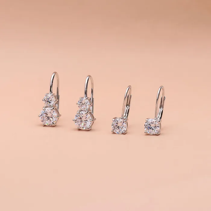 CZ Leverback Earrings in Sterling Silver BERRICLE Earrings