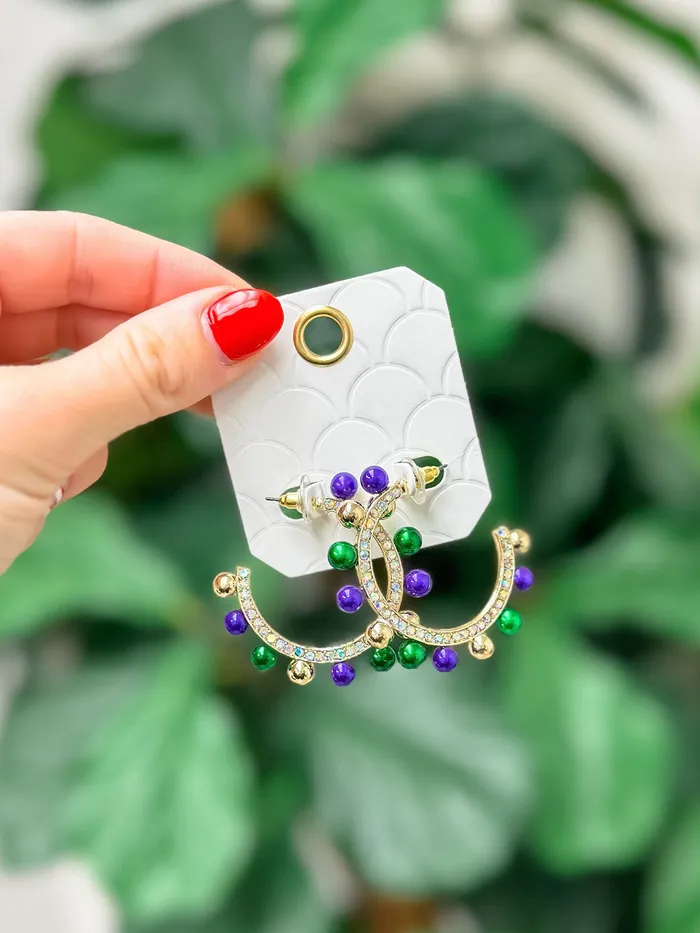Earrings Glitzy Mardi Gras Hoop Earrings Prep Obsessed FP