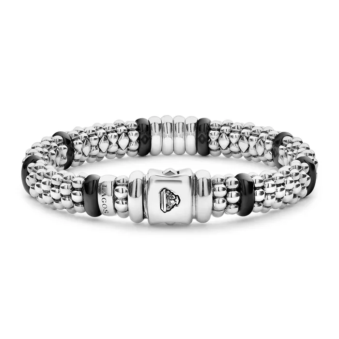 Lagos Bracelets Black Caviar Black Four Station Diamond Caviar Bracelet 9mm Lagos Bracelets Black Caviar Black Four Station Diamond Caviar Bracelet 9mm