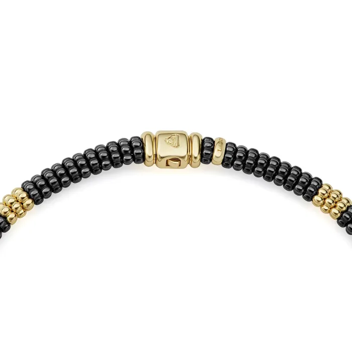 Lagos Necklaces Black Caviar 18K Gold Small Station Ceramic Beaded Necklace 9mm Lagos Necklaces Black Caviar 18K Gold Small Station Ceramic Beaded Necklace 9mm