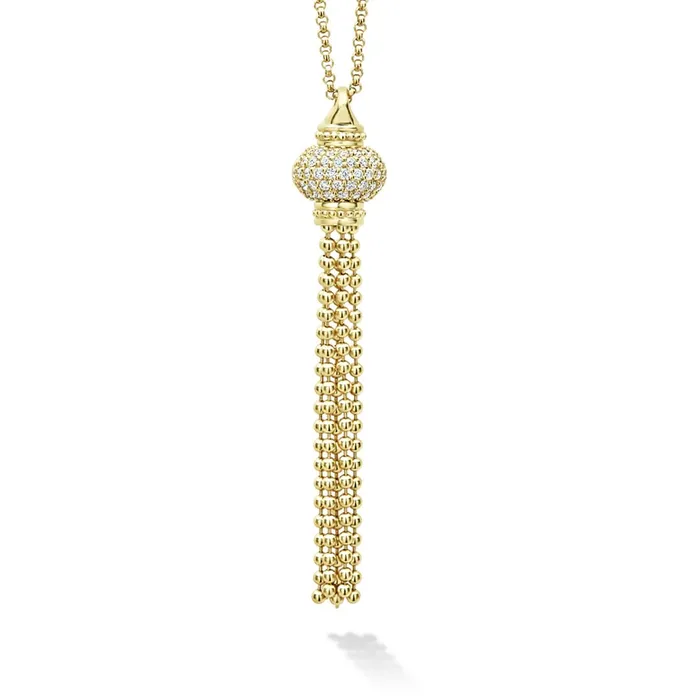 Lagos Necklaces Caviar Gold Caviar Tassel Diamond Pendant Necklace