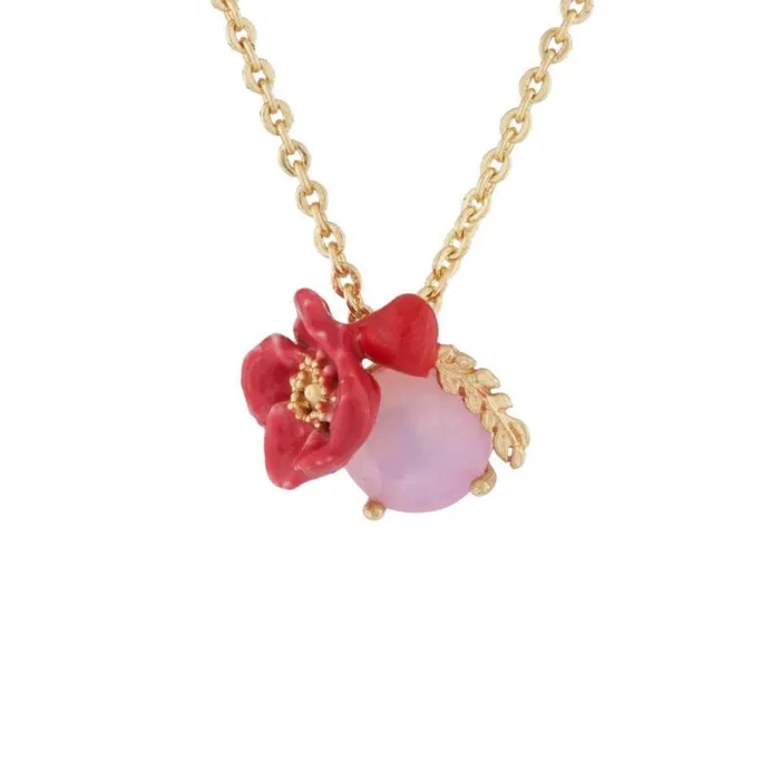 Les Nereides Necklaces Les Nereides Poppy And Heart On Carved Crystal Long Necklace