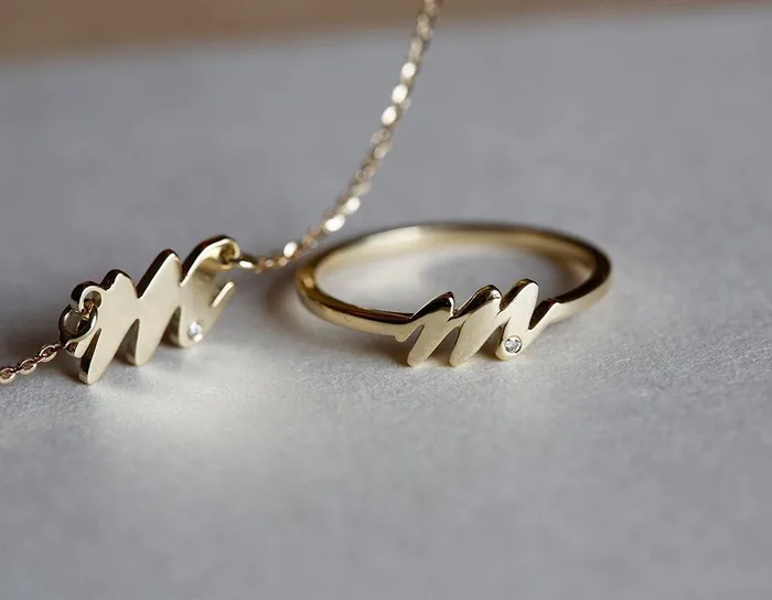 Mother Initial Necklace Gold Initial Necklaces capucinne Necklaces