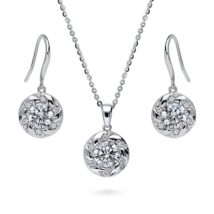 Necklaces BERRICLE Wreath Woven CZ Necklace and Earrings in Sterling Silver Necklaces BERRICLE Wreath Woven CZ Necklace and Earrings in Sterling Silver