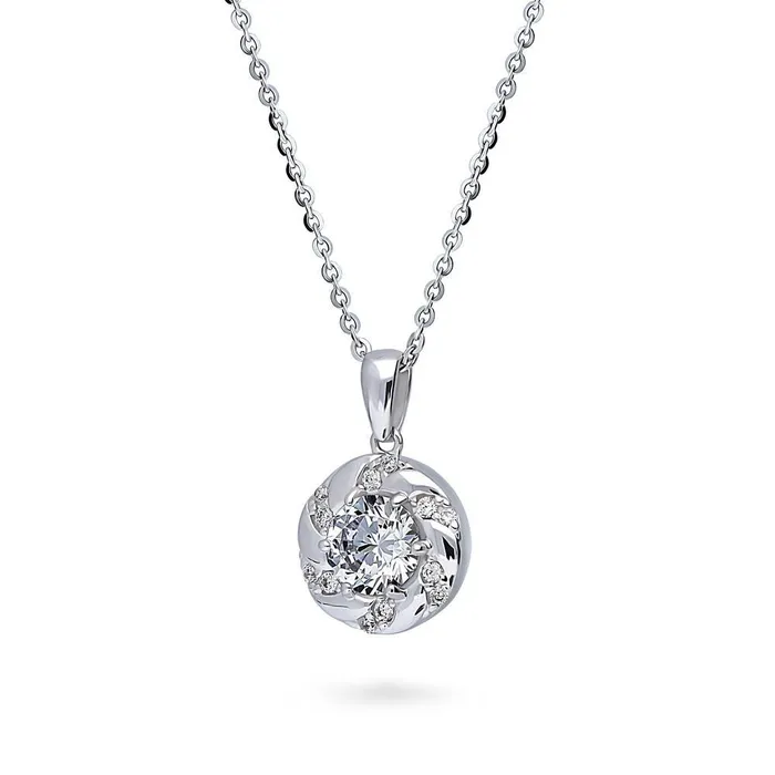 Necklaces BERRICLE Wreath Woven CZ Necklace and Earrings in Sterling Silver