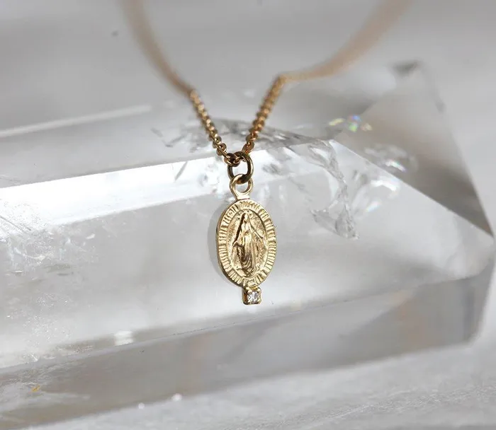 Necklaces dreamofopal Miraculous Medal Diamond Necklace