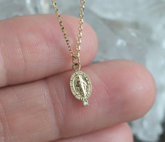 Necklaces dreamofopal Miraculous Medal Diamond Necklace